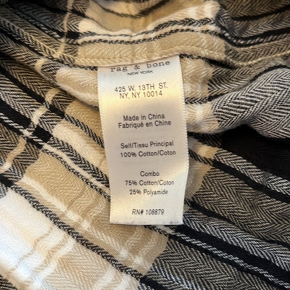 Rag & Bone Plaid Button Down Fit 3 Large - image 4